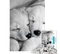 Puzzle 1000 pièces pour Adolescents Chiots endormis Jeu éducatif Défi Difficile Cadeau d'anniversaire (Dimensions 38x52cm)
