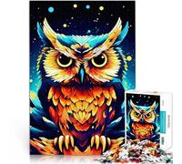 Puzzle 1000 pièces pour Adolescents Chouette colorée Jeu Familial Anti-Stress Défi Difficile Jouets de décoration pour la Maison 75x50cm