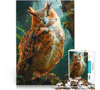 Puzzle 1000 pièces pour Adolescents Chouette dans la forêt Tropicale Défi Difficile est idéal comme Cadeau pour Toute la Famille 52x38cm