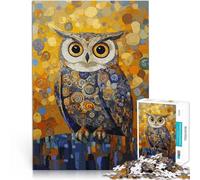Puzzle 1000 pièces pour Adolescents Chouette dans Le Style de Gustav Klimt Casse-tête Jeu éducatif pour Anniversaire, Noël 38x26cm
