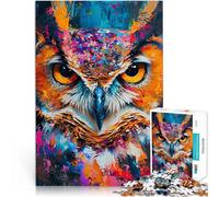 Puzzle 1000 pièces pour Adolescents Chouette Expressive Séjour Anti-Stress pour Tuer Le Temps Œuvre d'art 52x38cm