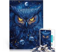 Puzzle 1000 pièces pour Adolescents Chouette Fantastique au Clair de Lune Casse-tête pour Cadeau pour Les Anniversaires 52x38cm
