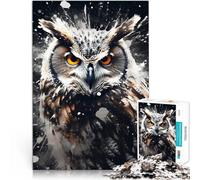 Puzzle 1000 pièces pour Adolescents Chouette Noir et Blanc Réduction du Stress intéressante De Superbes Cadeaux et Jouets 75x50cm