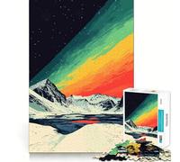 Puzzle 1000 pièces pour Adolescents,Ciel d'aurores boréales islandaises,Art Minimaliste,Bords Nets,Jeu de réflexion,Jeu de lenteur,activité Amusante pour Un Anniversaire (38x26cm)