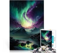 Puzzle 1000 pièces pour Adolescents Ciel Nocturne Violet et Vert Coupe de précision Jeu éducatif pour Anniversaire, Noël 75x50cm