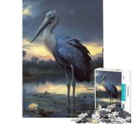 Puzzle 1000 pièces pour Adolescents Cigogne Bec-en-Sabot au crépuscule Jeu addictif pour cultiver la Patience Jeux Amusants pour Toute la Famille Idée Cadeau et Jouet (Dimensions 38x26cm)