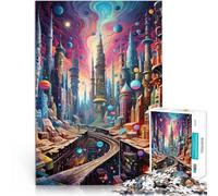 Puzzle 1000 pièces pour Adolescents Cité psychédélique des Couleurs Jeu intellectuel Car C'est Un pour Toute la Famille 75x50cm