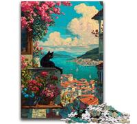 Puzzle 1000 pièces pour Adolescents City Street Cat pour et 14 Ans et Plus Jeu Impossible Cadeau d'anniversaire de Noël 50x75cm