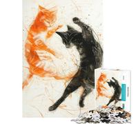 Puzzle 1000 pièces pour Adolescents Clash of The Cats Modèle Difficile et Stimulant Jeu d'assemblage Impossible Convient aux Personnes de 14 Ans et Plus (50x75cm)