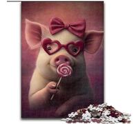 Puzzle 1000 pièces pour Adolescents Cochon Rose, à partir de 14 Ans, pour des soirées Jeux en Famille, Collection d'artistes, Beaux-Arts (Taille 50x75cm)