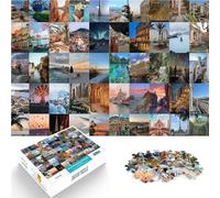 Puzzle 1000 pièces pour Adolescents Collage d'affiches de Voyage Analyse et logique Renforcer l'amour Entre Les Couples 38x26cm
