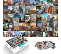 Puzzle 1000 pièces pour Adolescents Collage d'affiches de Voyage Coupe de précision Liste de souhaits avec Le Père Noël 38x26cm