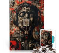 Puzzle 1000 pièces pour Adolescents Collage de Microphones Pop Art Staycation Tuer Le Temps Cadeau pour Les Anniversaires 75x50cm