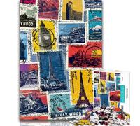 Puzzle 1000 pièces pour Adolescents Collage de Paris, Jeux éducatifs Classiques, avec Affiche et fiche de Questions-réponses pour Les 14 Ans et Plus 38x26cm