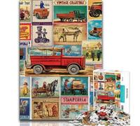 Puzzle 1000 pièces pour Adolescents, Collage de Timbres-Poste Vintage, Jeu Familial Anti-Stress, défi Difficile, renforce l'amour Entre Couples (75x50cm)