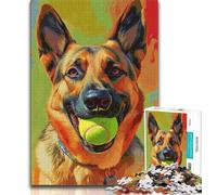 Puzzle 1000 pièces pour Adolescents, Collie Jouant avec Une Balle de Tennis Stimulez Votre Cerveau Jouets addictifs pour cultiver la Patience Jeu de défi Unique (38x26cm)