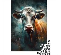 Puzzle 1000 Pièces pour Adolescents Colorful Bull Portrait Casse-têtes pour Adolescents Analyse Et Logique Entraînez Votre Cerveau Et Votre Dextérité Jeu De Défi Unique 38x26cm/1000pcs