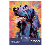Puzzle 1000 Pièces pour Adolescents Colorful Flatcoated Dog Puzzles pour Adultes, Jouet, Décoration Murale, Art Mural, Idéal comme Cadeau pour Toute La Famille 38x26cm/1000pcs