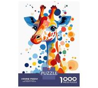 Puzzle 1000 Pièces pour Adolescents Colorful Giraffe Portrait Puzzle Adulte - Jeu De Construction - Difficile - Cadeau Unique pour Anniversaire Et Noël 70x50cm/1000pcs
