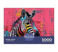 Puzzle 1000 Pièces pour Adolescents Colorful Zebra Graffiti Art Print Puzzles pour Adultes, Jouet, Décoration Murale, Art Mural, Idéal comme Cadeau pour Toute La Famille 38x26cm/1000pcs