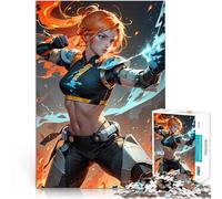 Puzzle 1000 pièces pour Adolescents Combattante Cyborg féroce utilisant la Magie du feu en Action Jeu de Quiz Œuvre d'art 75x50cm