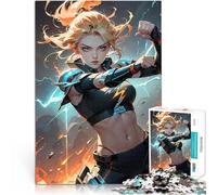 Puzzle 1000 pièces pour Adolescents Combattante Cyborg féroce utilisant la Magie du feu en Action Jeu intellectuel Idées Cadeaux 38x26cm