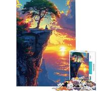 Puzzle 1000 pièces pour Adolescents Contemplation au Coucher du Soleil Depuis Une Falaise Jeu éducatif défi et Jouet Relaxant Analyse et logique Idée Cadeau et Jouet (Dimensions 38x52cm)