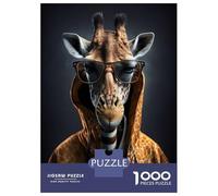 Puzzle 1000 Pièces pour Adolescents Cool Giraffe Modern Art Casse-têtes pour Adolescents Analyse Et Logique Interaction Parent-Enfant Jeu Stimulant Jouets 70x50cm/1000pcs