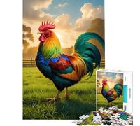 Puzzle 1000 pièces pour Adolescents Coq Arc-en-Ciel au Lever du Soleil Activités ludiques à la Maison Cadeaux pour Femmes Jeux de détente Convient aux 14 Ans et Plus (50x75cm)