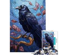 Puzzle 1000 pièces pour Adolescents Corbeau sur Une Branche Art numérique Aide à l'exercice cérébral Décoration Murale Jouet Convient aux Personnes de 14 Ans et Plus (50x75cm)