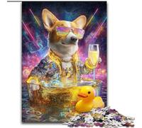 Puzzle 1000 pièces pour Adolescents Corgi néon, à partir de 14 Ans, pour s'amuser en Famille et Jouer Le Soir, Collection d'artistes, Beaux-Arts (Taille 26x38cm)