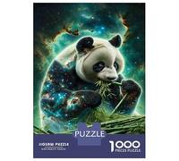 Puzzle 1000 Pièces pour Adolescents Cosmic Panda Bamboo Wall Art Print Puzzle Adulte Jeu Familial Difficile Difficile Cadeau d'anniversaire Unique 52x38cm/1000pcs