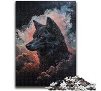 Puzzle 1000 pièces pour Adolescents Cosmic Wolf Jeux éducatifs Décoration Murale Cadeaux d'anniversaire et de Noël Uniques 38x26cm