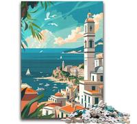 Puzzle 1000 pièces pour Adolescents, côte méditerranéenne, Anti-Stress, défi Difficile, à Offrir en Cadeau à Toute la Famille (Taille 38x52cm)