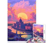 Puzzle 1000 pièces pour Adolescents Coucher de Soleil à Budapest Hongrie Décoration intérieure Jouet Cadeau d'anniversaire Jeu Relaxant Collection d'artistes Beaux-Arts Format 38x52cm