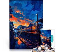 Puzzle 1000 pièces pour Adolescents Coucher de Soleil à la Gare Jeux Jouets Cadeaux Chaque pièce est Unique - Jeu Familial Stimulant et Amusant 26x38cm
