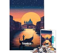 Puzzle 1000 pièces pour Adolescents Coucher de Soleil à Venise Gondole Jouet éducatif Jeu Familial pour Les Amateurs de Jeux (Dimensions 50x75cm)