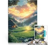 Puzzle 1000 pièces pour Adolescents Coucher de Soleil dans la Campagne Japonaise Jeu de Quiz Super Cadeau 38x26cm