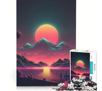 Puzzle 1000 pièces pour Adolescents Coucher de Soleil dans Un Futur rétro Jeu éducatif Interaction Parent-Enfant idéal comme Cadeau 38x26cm