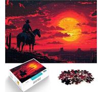 Puzzle 1000 pièces pour Adolescents Coucher de Soleil de Cow-Boy Analyse et logique Offrir en Cadeau à Toute la Famille 38x52cm