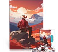 Puzzle 1000 pièces pour Adolescents Coucher de Soleil de Cow-Boy Jeux éducatifs Jouets DIY Renforcer l'amour Entre Les Couples 50x70cm