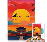 Puzzle 1000 pièces pour Adolescents Coucher de Soleil sur la Cité Interdite Casse-tête pour Améliorer la mémoire 52x38cm