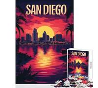 Puzzle 1000 pièces pour Adolescents Coucher de Soleil sur la Skyline de San Diego Jeu éducatif pour s'amuser Jeu Pratique et Stimulant Dimensions 50x75cm