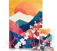 Puzzle 1000 pièces pour Adolescents Coucher de Soleil sur Les Montagnes japonaises Jeu de Quiz Super Cadeau 38x26cm