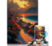 Puzzle 1000 pièces pour Adolescents Coucher de Soleil sur l'océan Jouets éducatifs et éducatifs pour Adultes et Adolescents Jeux familiaux pour renforcer l'amour Entre Couples (38x26cm)