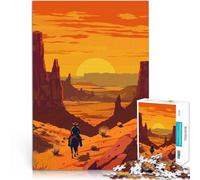 Puzzle 1000 pièces pour Adolescents Coucher de Soleil sur Un Cowboy du Far West Jeux de détente Décoration Parfaite 38x26cm