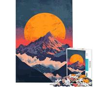 Puzzle 1000 pièces pour Adolescents Coucher de Soleil sur Un Sommet de Montagne Jeu éducatif Défi Difficile Cadeau d'anniversaire (Dimensions 75x50cm)