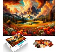 Puzzle 1000 pièces pour Adolescents Coucher de Soleil sur Une Prairie de Montagne Jouets éducatifs Jeu de défi Unique 38x26cm