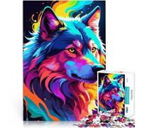 Puzzle 1000 pièces pour Adolescents Couleurs néon audacieuses du Loup Jeu Pratique Activités Amusantes à la Maison, Cadeaux d'anniversaire, Cadeaux de Voyage, 75x50cm