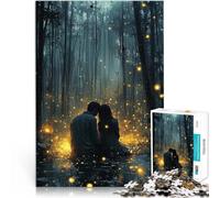 Puzzle 1000 pièces pour Adolescents Couple Romantique dans Une forêt Magique avec des lucioles Lumineuses Défi Difficile Jeu de défi Unique 52x38cm